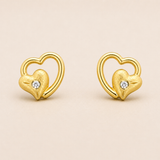 10kt gold heart earrings for babies and young girls