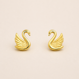 10kt gold swan earrings for woman and babies