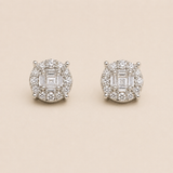 Unisex Natural Diamond Flower Earrings – 10KT White Gold – 8MM (Screw Back)