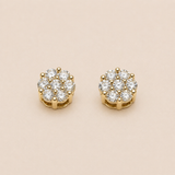 Unisex Natural Diamond Flower Earrings – 10KT Rose Gold – 6.5MM (Screw Back)