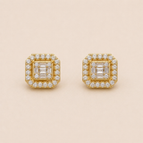Unisex Natural Diamond Earrings – 10KT Gold – 7.5MM x 6.5MM (Screw Back)