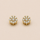 Unisex Natural Flower Diamond Earrings – 10KT Gold – 8MM (1.00 CTTW, Screw Back)